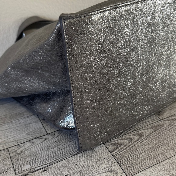 Furla Metallic Silver Leather Tote Bag EUC - Picture 6 of 15